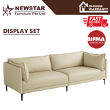 Big Embossed Italian Minimalist Sofa, Sweet Cream Colour