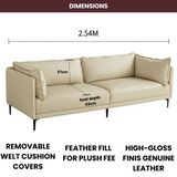 Big Embossed Italian Minimalist Sofa, Sweet Cream Colour