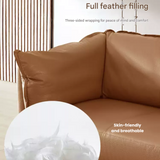 Big Embossed Italian Minimalist Sofa, Sweet Cream Colour