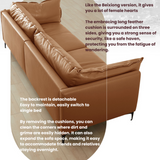 Big Embossed Italian Minimalist Sofa, Sweet Cream Colour