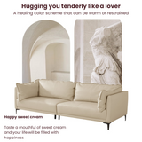 Big Embossed Italian Minimalist Sofa, Sweet Cream Colour