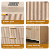 Fluted Nightstand with Charging Station and 2 Drawers