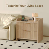 Fluted Nightstand with Charging Station and 2 Drawers