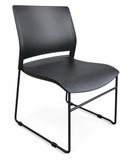 Three-quarter view of the black Soho stacking chair
