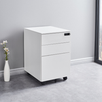 Mobile Metal Pedestal with Digital Lock, 3 Drawer File Cabinet