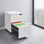 Mobile Metal Pedestal with Digital Lock, 3 Drawer File Cabinet