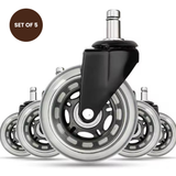 Heavy Duty Office Chair Caster Wheels, Set of 5, Incredibly Smooth & Quiet Casters