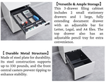 Mobile Metal Pedestal with Digital Lock, 3 Drawer File Cabinet