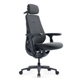 LiberNovo Maxis Airflow ergonomic chair in Graphite Black — side view showing the extended 52 cm seat depth