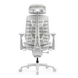 LiberNovo Maxis Airflow ergonomic chair in Glacier White — rear view of the Bionic FlexFit backrest