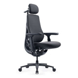 LiberNovo Maxis Manual ergonomic chair in Graphite Black — side view showing the extended 52 cm seat depth