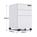 Mobile Metal Pedestal with Digital Lock, 3 Drawer File Cabinet