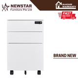 Mobile Metal Pedestal with Digital Lock, 3 Drawer File Cabinet