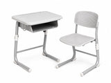 Height adjustable student desk and chair set in Light Grey, Singapore classroom furniture