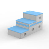 Nova Riser 625 mm blue three-tier choral riser unit on white