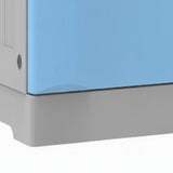 Base plinth detail of the 1024mm ABS student locker in blue