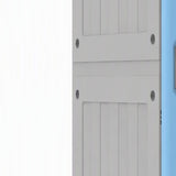 ABS locker body panel and door joint detail in blue