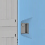 Recessed handle and lock on the blue ABS student backpack locker door