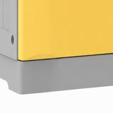 Base plinth detail of the 1024mm ABS student locker in yellow