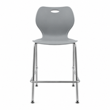 Newstar stackable bar chair, grey shell and chrome frame, front view
