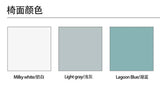 Nova Fold folding chair colour options: milky white, light gray and lagoon blue