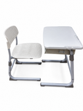 Height adjustable student desk and chair set, Light Grey