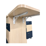 Newstar mobile classroom storage cabinet, folding bracket detail under the worktop