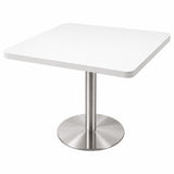 Stainless Steel Pedestal Table 80x80cm — Maple / White Top | Pre-Order | Singapore