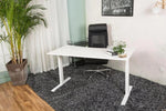 NewStar Height Adjustable Office Table, Office Desk, Workstation Table, Adjustable Height, White, Beige, Work Table