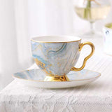 European Style Small Luxury High-end Bone China Coffee Cup & Saucer Set