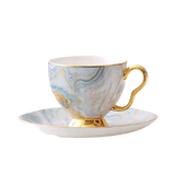 European Style Small Luxury High-end Bone China Coffee Cup & Saucer Set