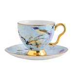 European Style Small Luxury High-end Bone China Coffee Cup & Saucer Set English Ceramic Flower Tea Cup Afternoon Tea Set