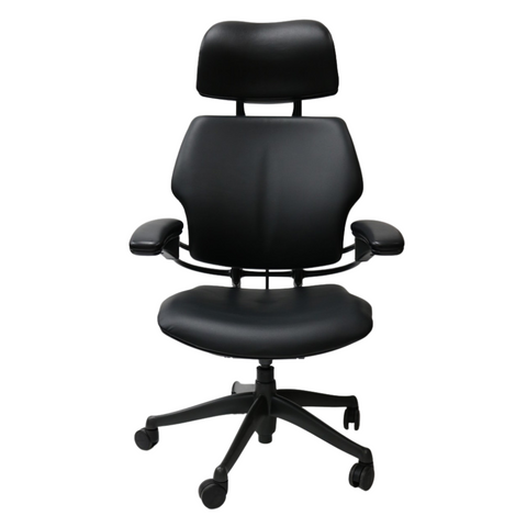 Humanscale Freedom Chair Fully Adjustable Model With Headrest In Black Leather